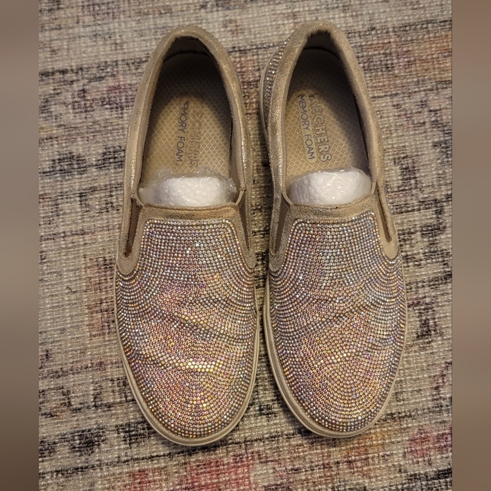 Skechers Glittering AB Rhinestone Slip-On Sneakers Size 6.5